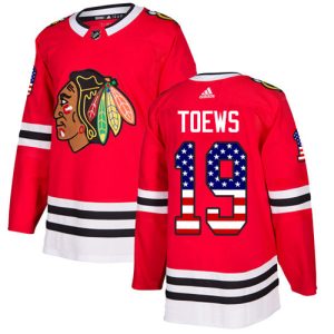 Kinder Chicago Blackhawks Eishockey Trikot Jonathan Toews #19 Authentic Rot USA Flag Fashion